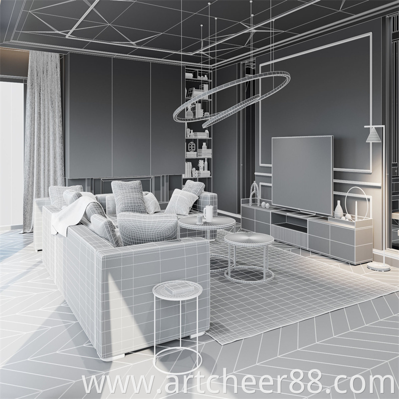 Living Room And Kitchen Scene For Cinema 4d And Octane Render 3d Model Obj Fbx C4d Jpg